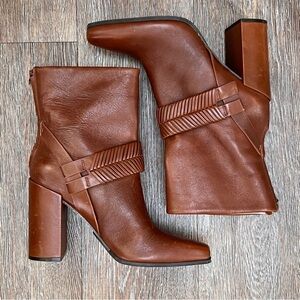 NWOT AD & Daughters Declann Block Heel Leather Boot | Firewood | Size: 6